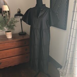 Sugarlips Black Flutter Sleeve Maxi Dress